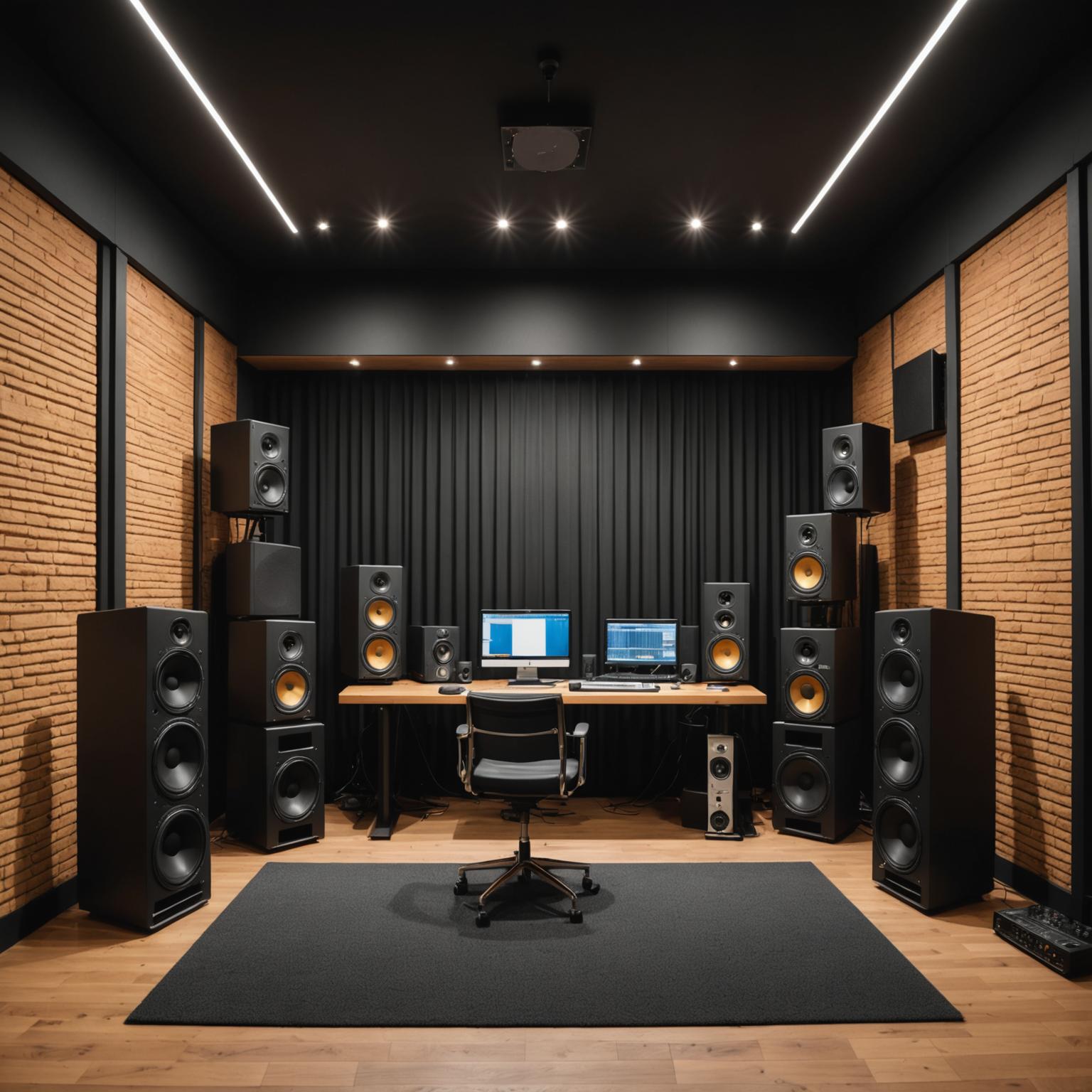 Acoustic panels installed in a treated listening room