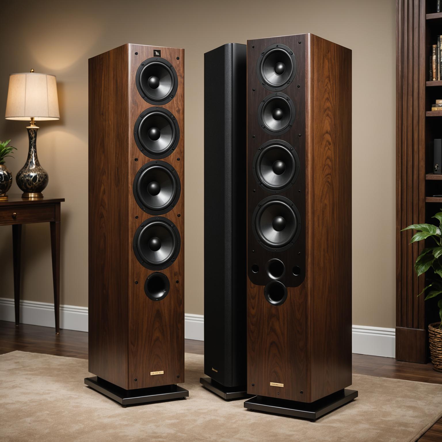ProStereo floor-standing speakers in walnut finish