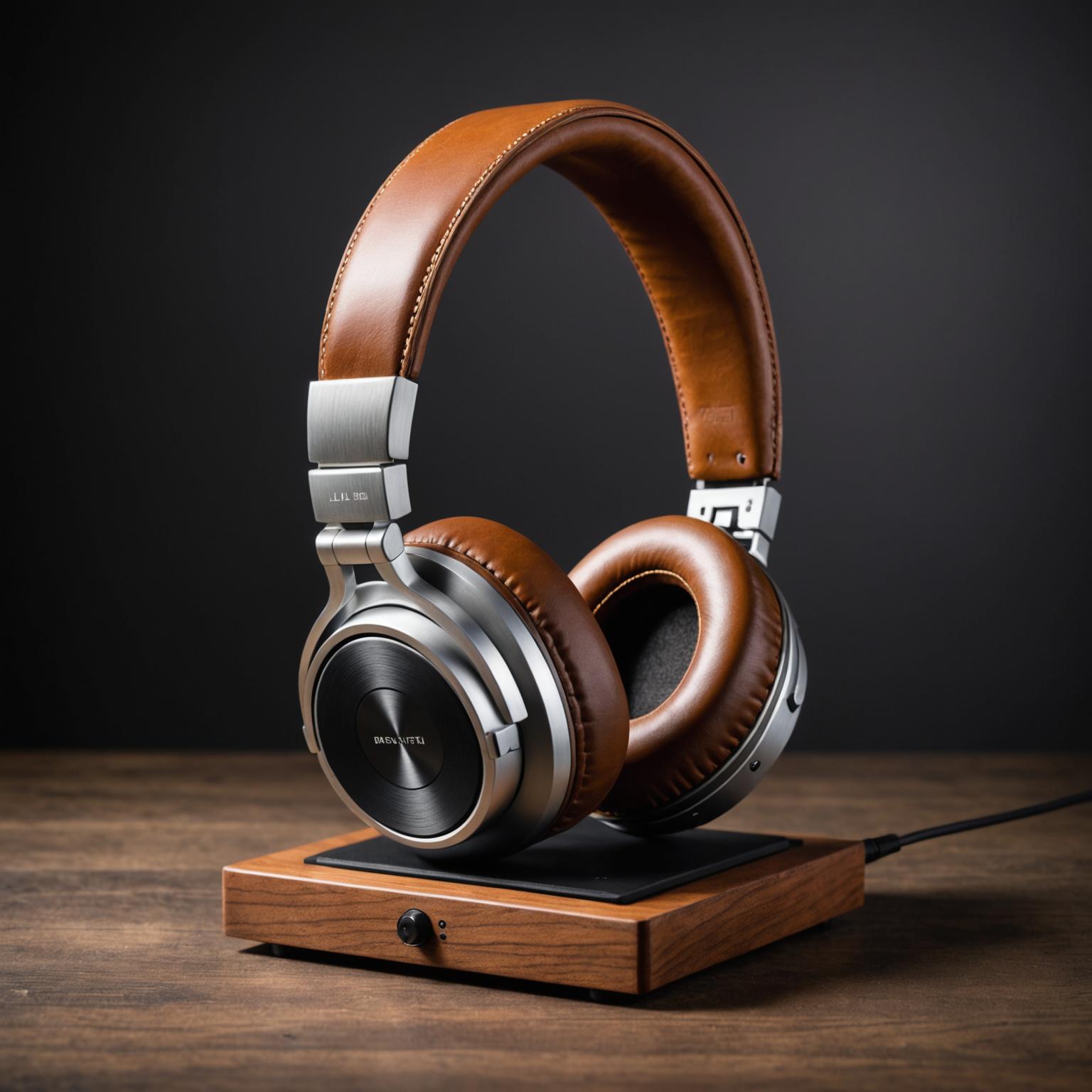 ProStereo over-ear headphones on a wooden stand